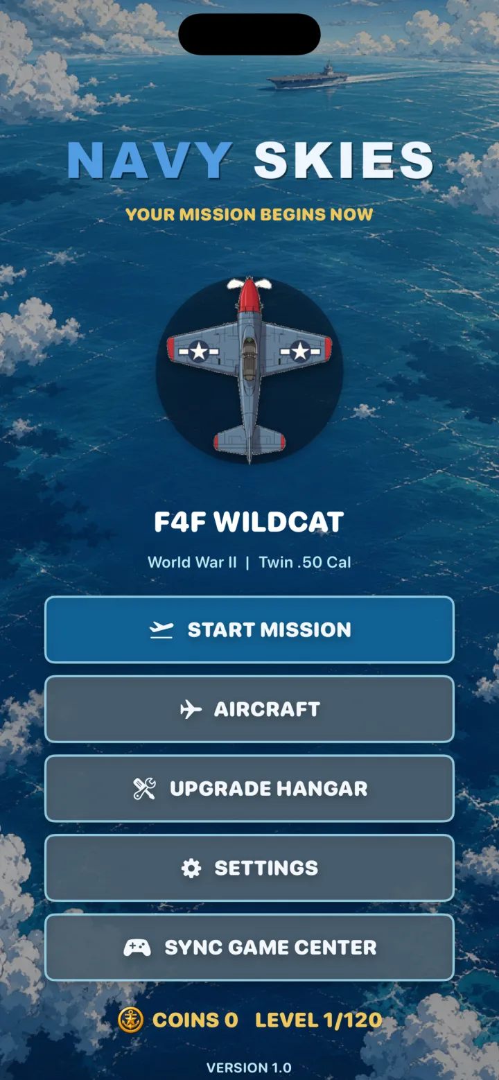 Navy Skies carrier main menu