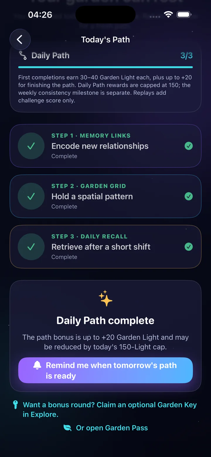 Nexa Recall completed daily path